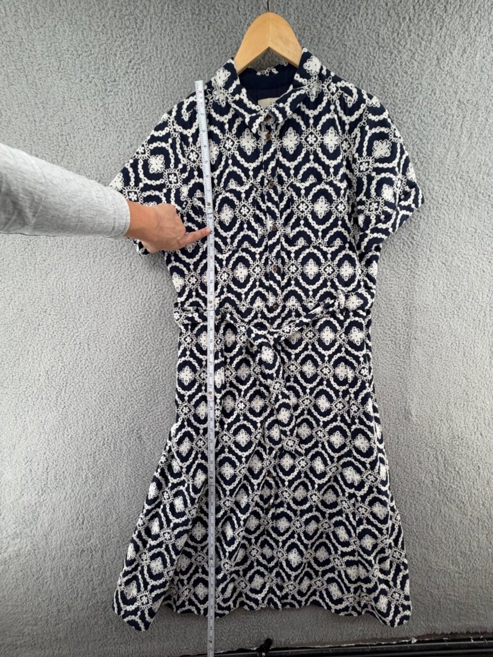 Sezane Adele Dress Marine Ecru Embroidered Shirt Dress 8 NWT - Picture 6 of 13